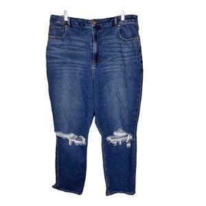 American Eagle jeans womens 18 short curvy mom stretch highrise distressed